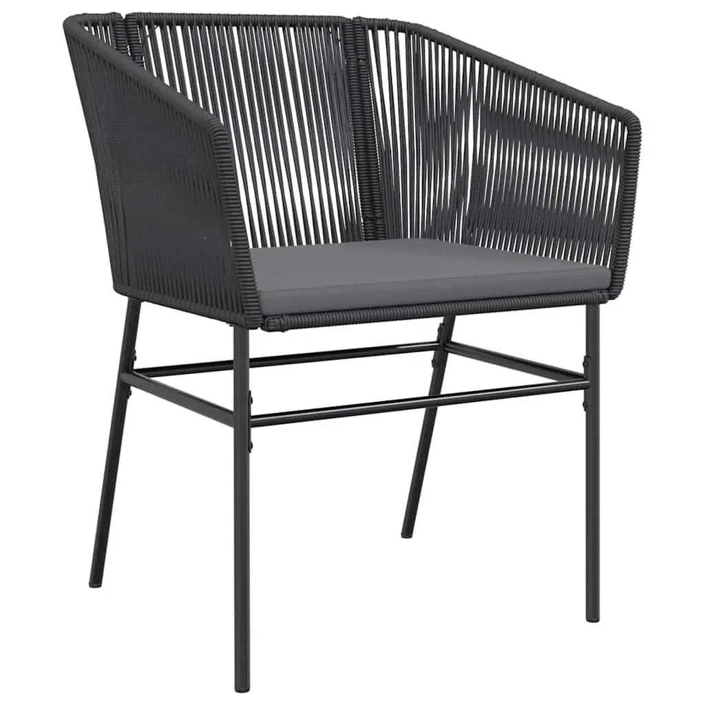 Garden Dining Set Black 3 Piece Outdoor Furniture Poly Rattan Glass Table Patio