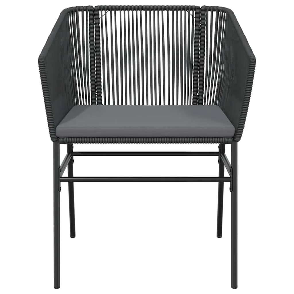 Garden Dining Set Black 3 Piece Outdoor Furniture Poly Rattan Glass Table Patio