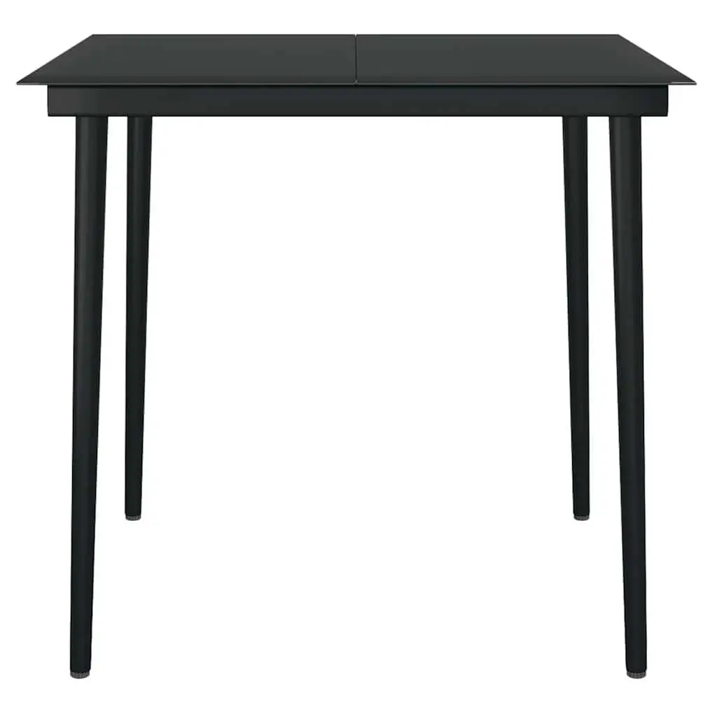 Garden Dining Set Black 3 Piece Outdoor Furniture Poly Rattan Glass Table Patio