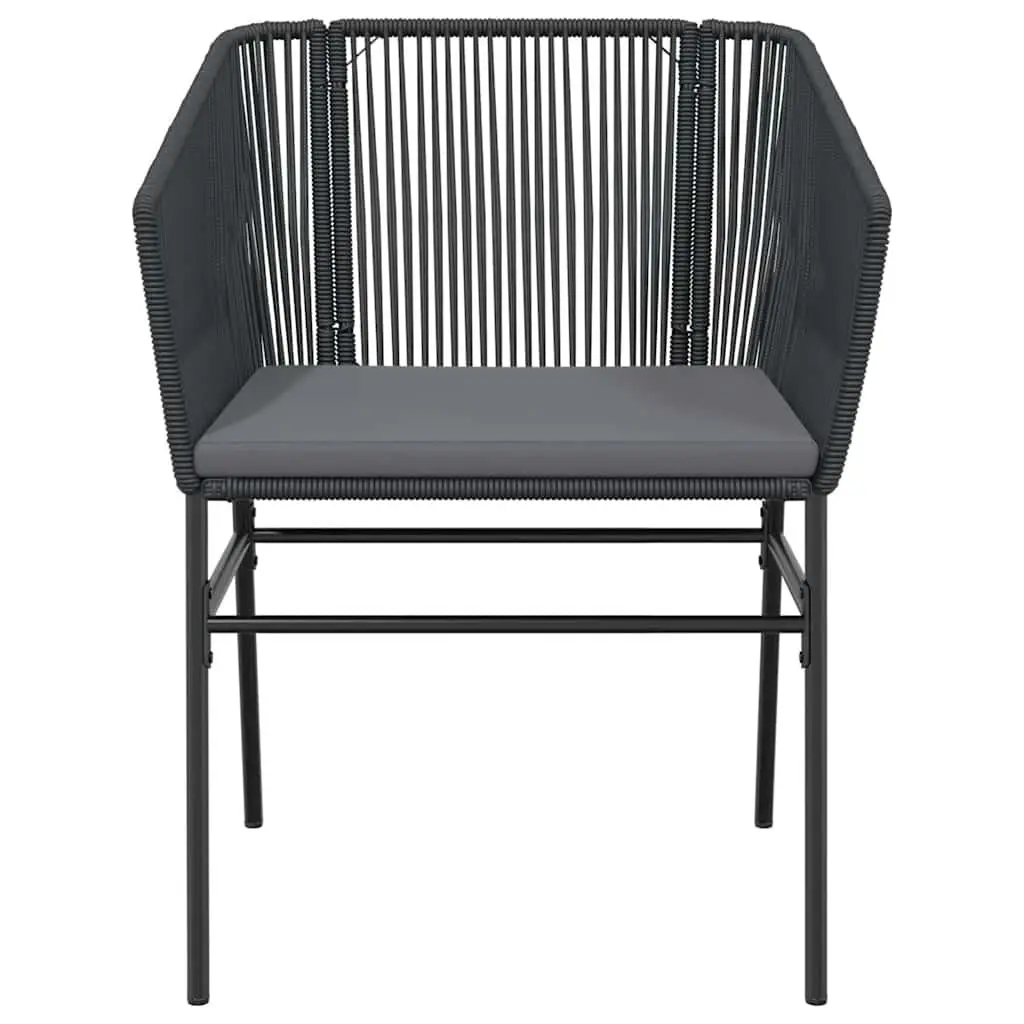 5 Piece Garden Dining Set Black Poly Rattan Glass Table Outdoor Furniture