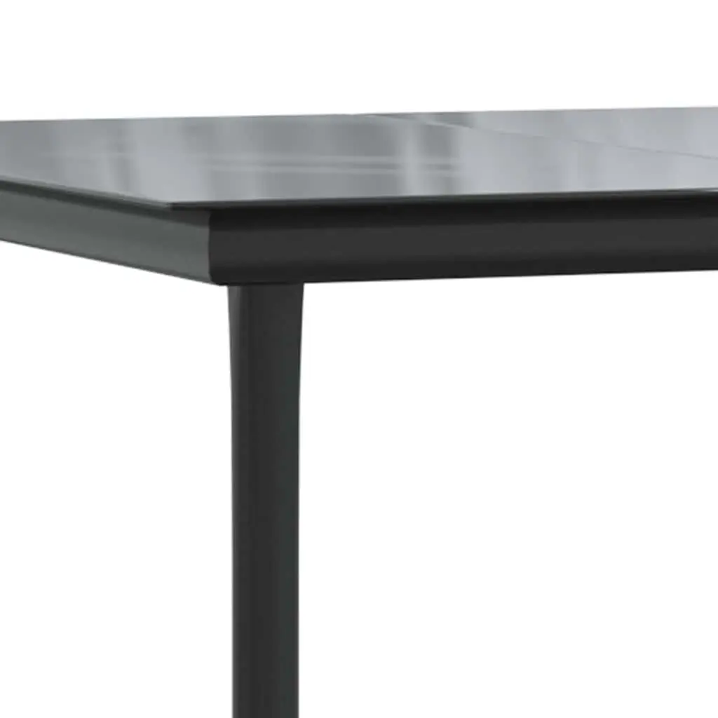 5 Piece Garden Dining Set Black Poly Rattan Glass Table Outdoor Furniture