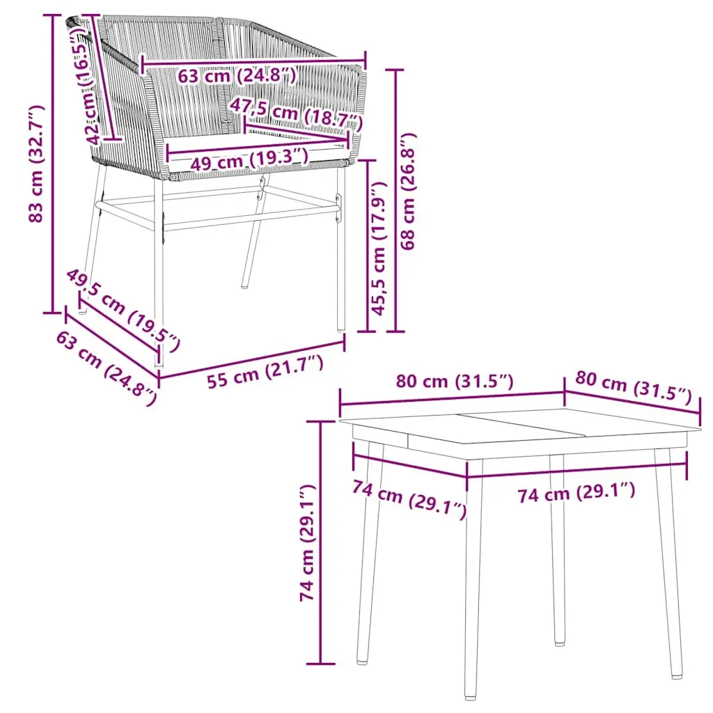 Garden Dining Set 5 Piece Brown Poly Rattan Patio Furniture with Glass Table
