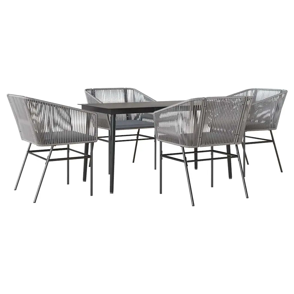 Garden Dining Set Grey 5 Piece Outdoor Patio Furniture PE Rattan with Cushions
