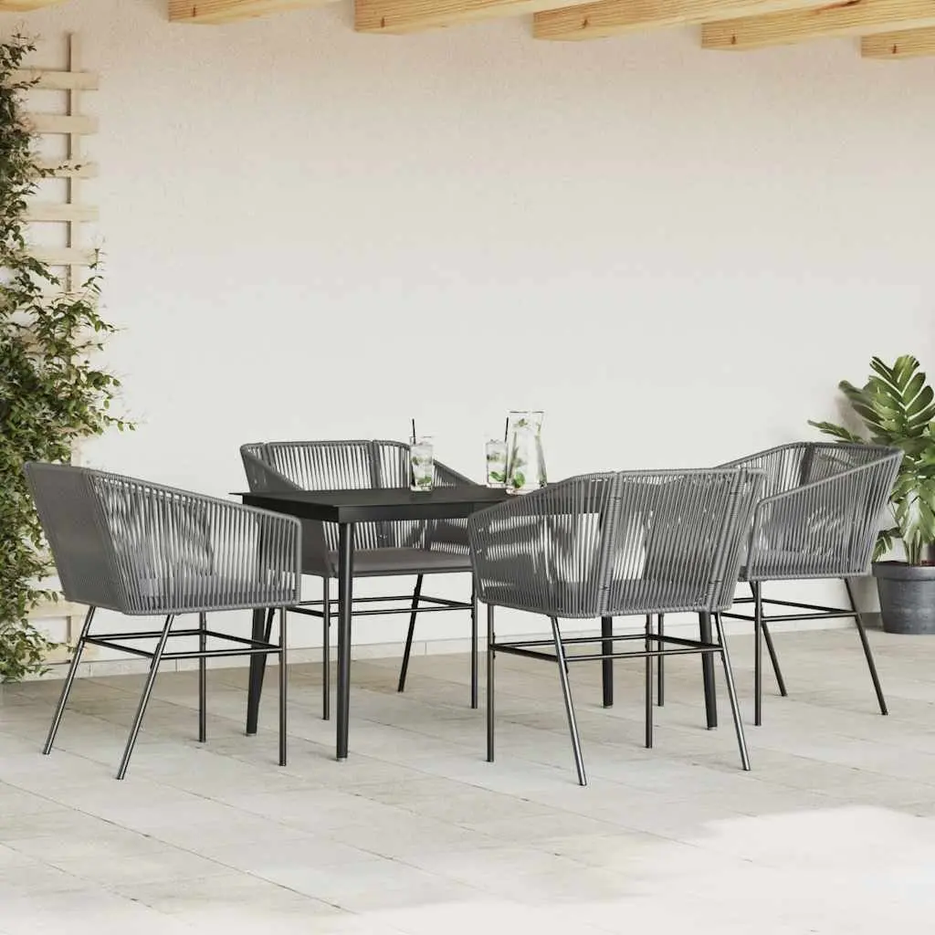 Garden Dining Set Grey 5 Piece Outdoor Patio Furniture PE Rattan with Cushions