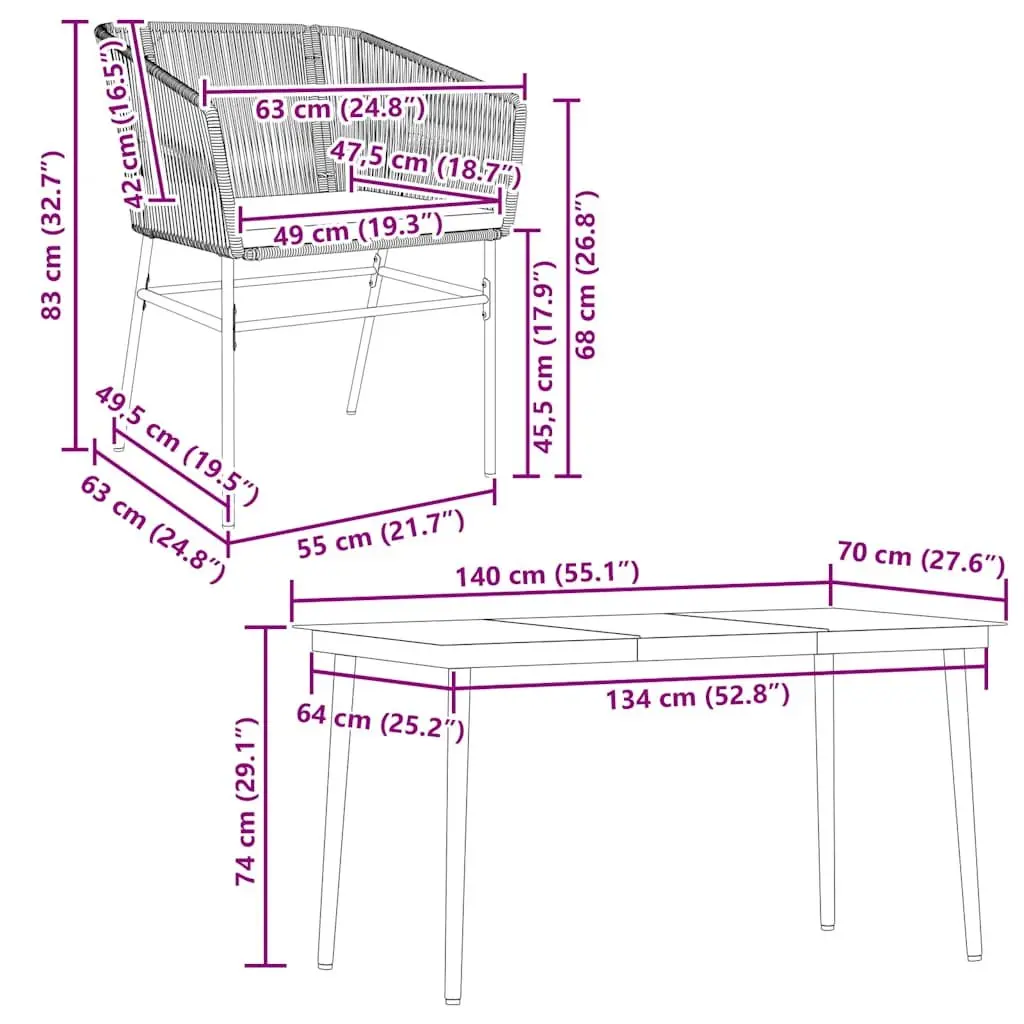 Garden Dining Set Grey 5 Piece Outdoor Patio Furniture PE Rattan with Cushions