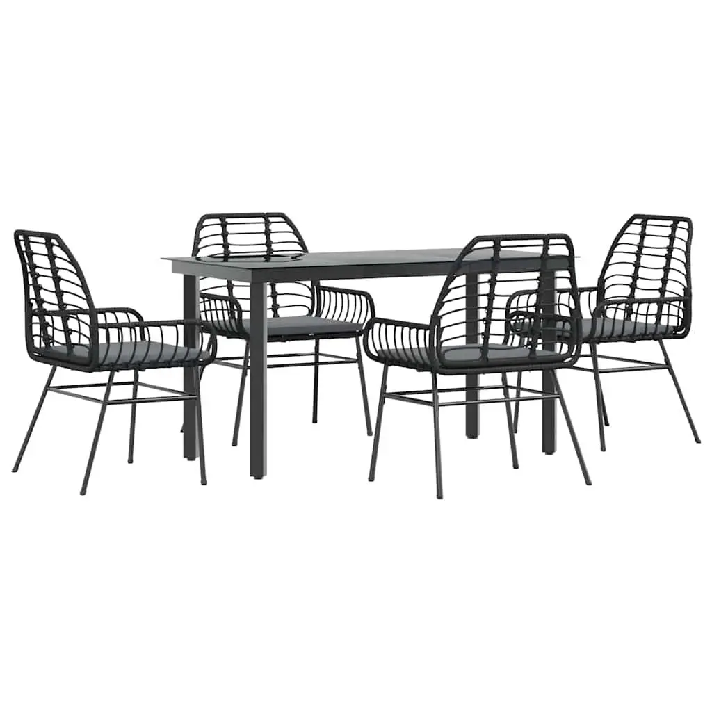 Garden Dining Set Black 5 Piece Outdoor Furniture PE Rattan Chair Table Patio