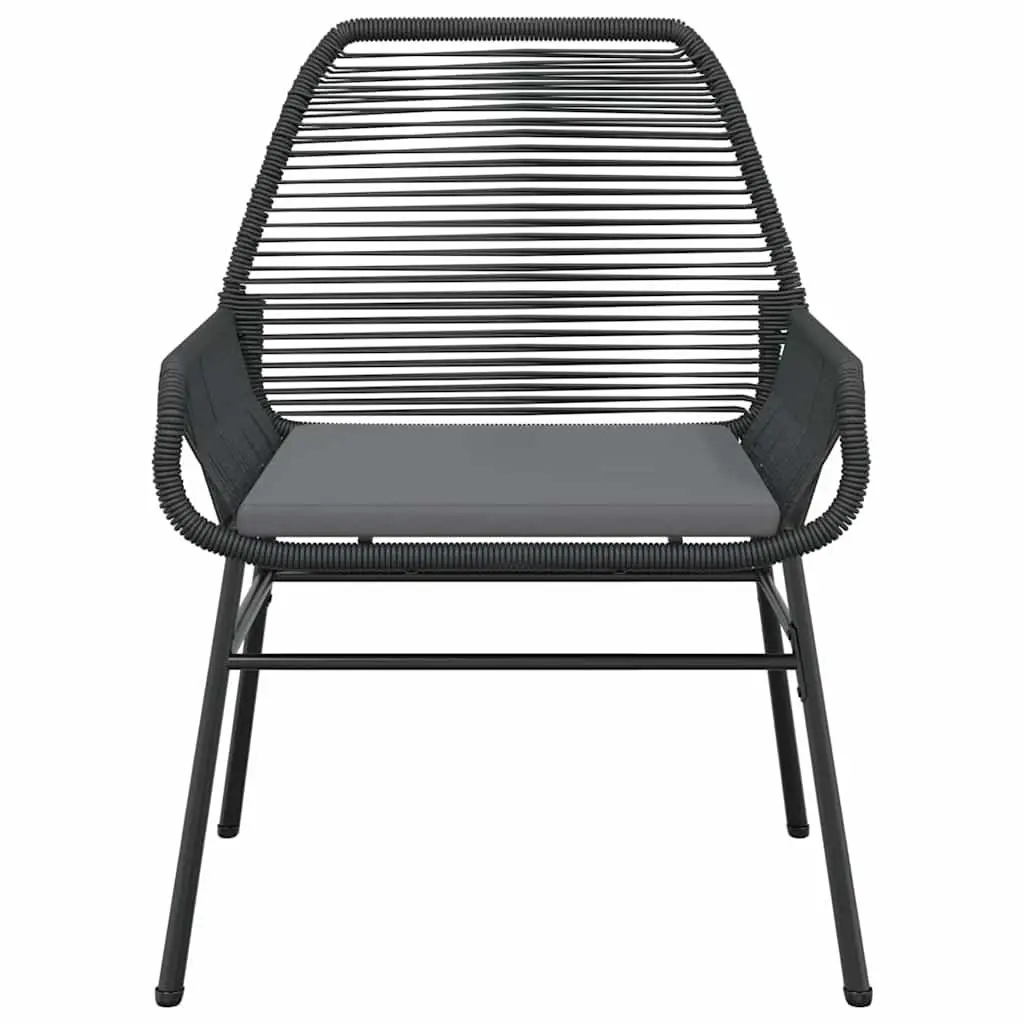 7 Piece Garden Dining Set Black Poly Rattan Glass Outdoor Furniture Patio Table