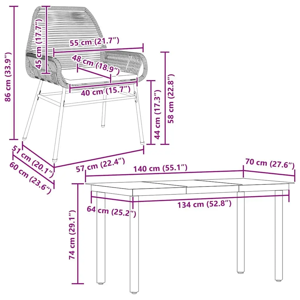 5 Piece Garden Dining Set Brown Poly Rattan Cushions Outdoor Patio