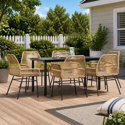 Compact 7 Piece Garden Dining Set with Glass Top