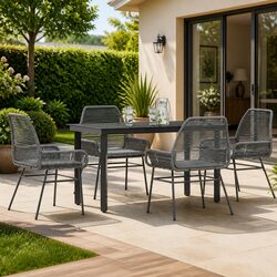 5 Piece Grey Outdoor Dining Set with Comfortable Cushions