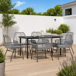 Concise 7-Piece Garden Dining Set in Grey