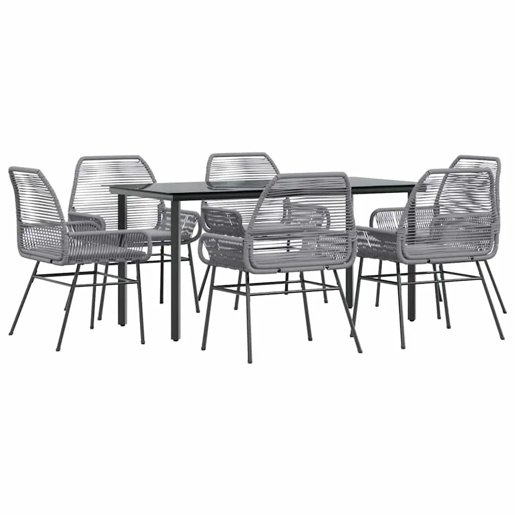 Garden Dining Set 7 Piece Outdoor Furniture Rattan Chair Table Patio Grey