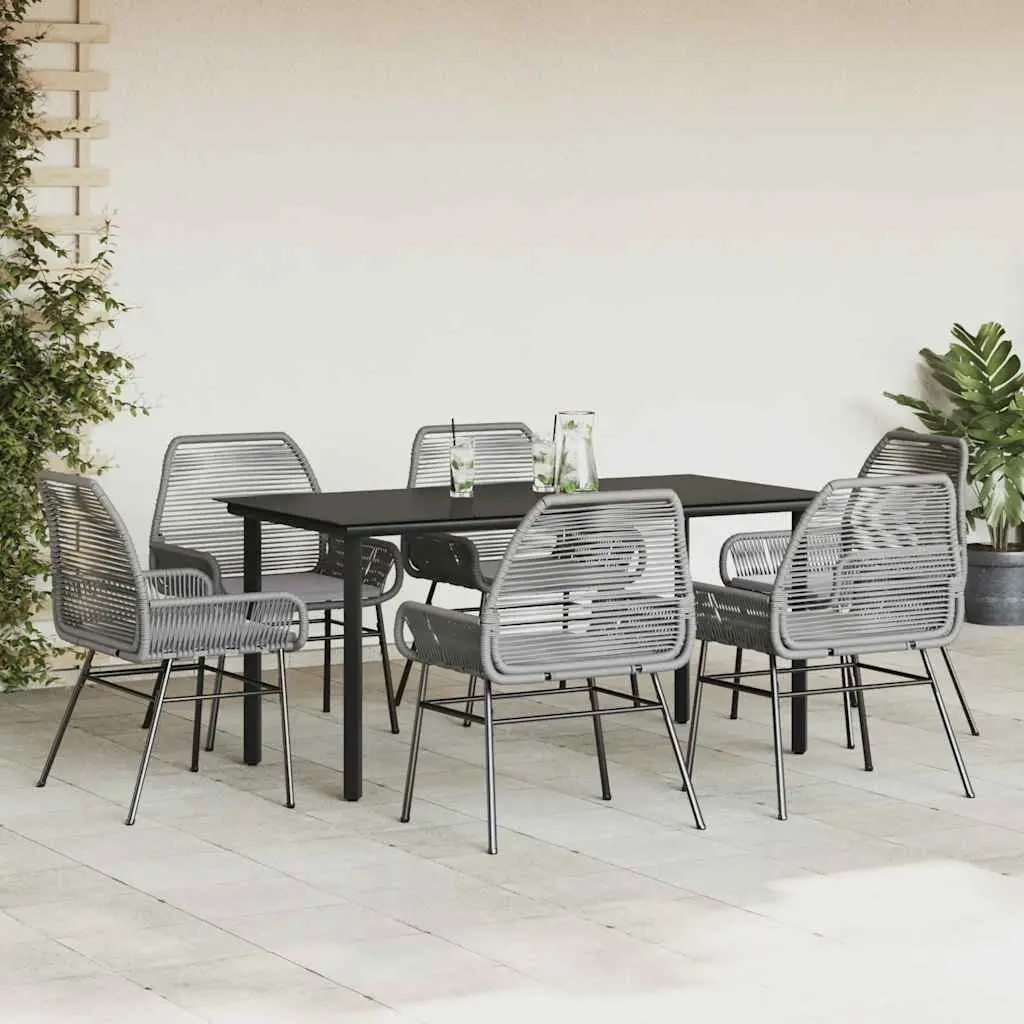 Garden Dining Set 7 Piece Outdoor Furniture Rattan Chair Table Patio Grey