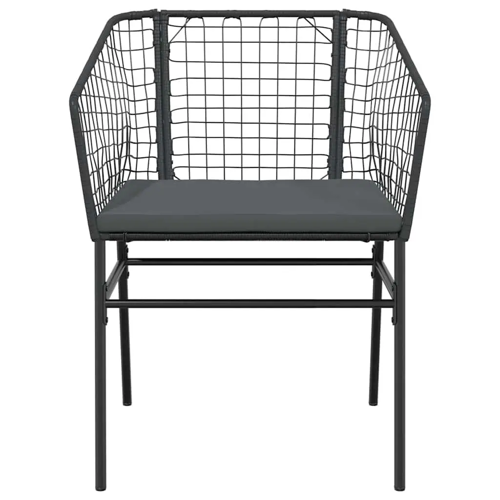 Garden Dining Set Black 3 Piece Outdoor Furniture Patio Table Chairs Poly Rattan