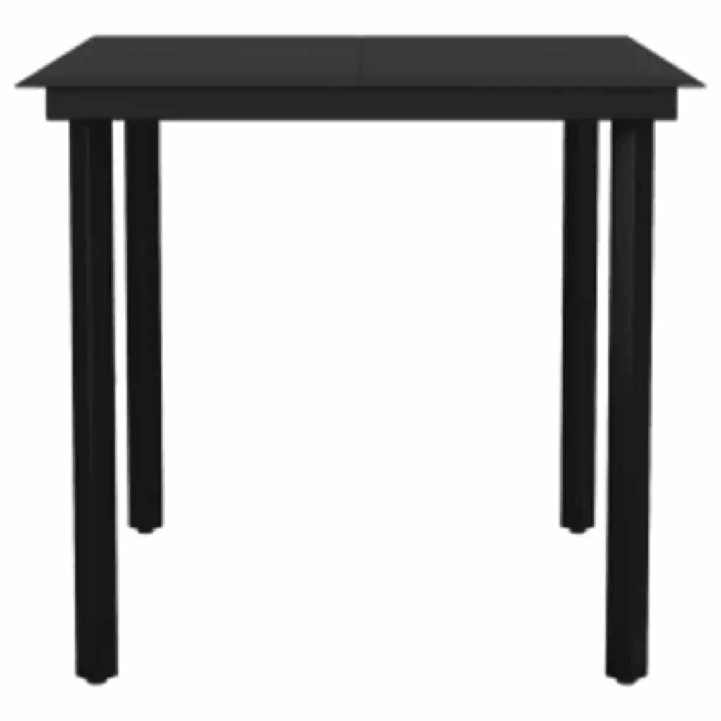 Garden Dining Set Black 5 Piece Outdoor Furniture Poly Rattan Glass Table Chairs