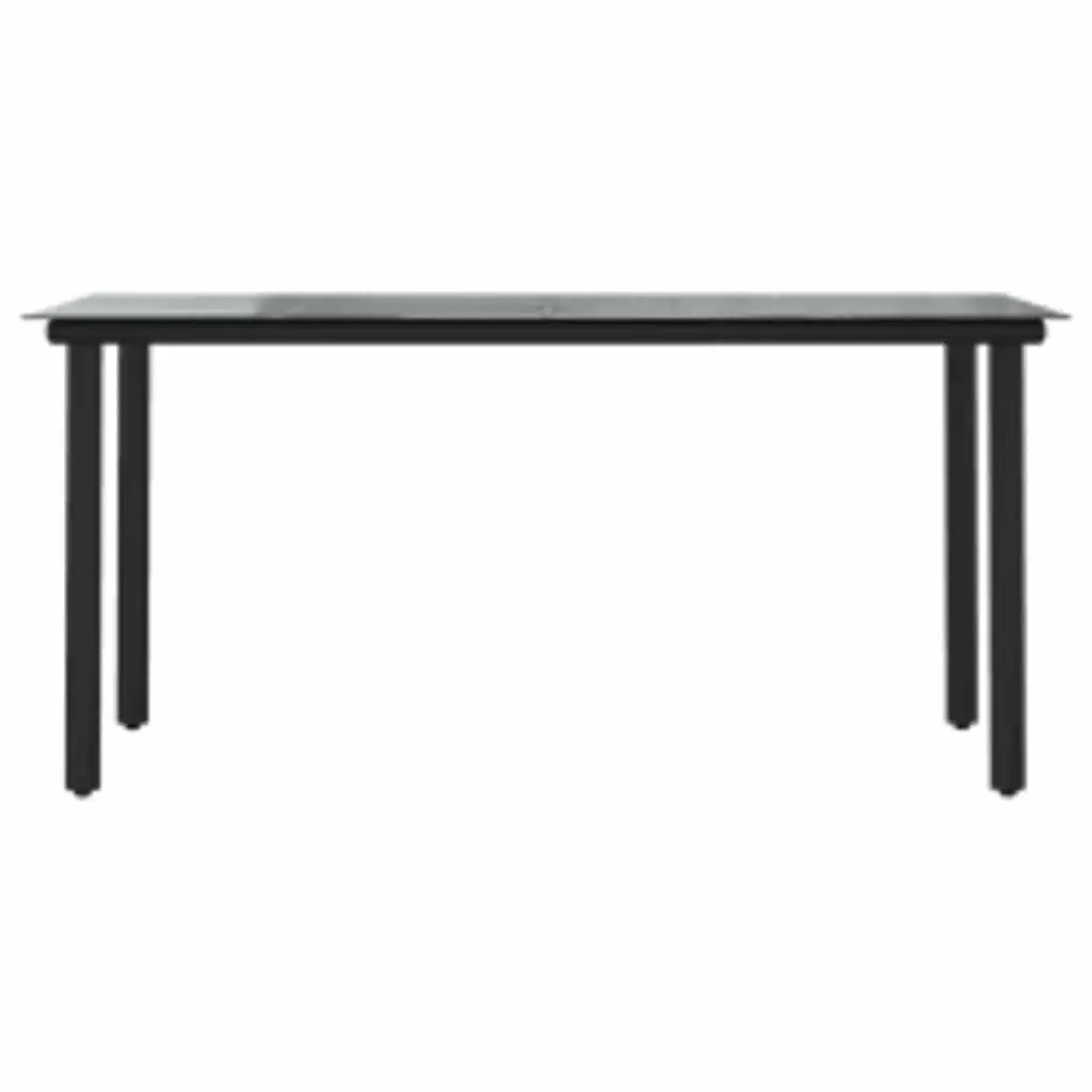7 Piece Garden Dining Set Poly Rattan Glass Table Outdoor Patio Furniture Black