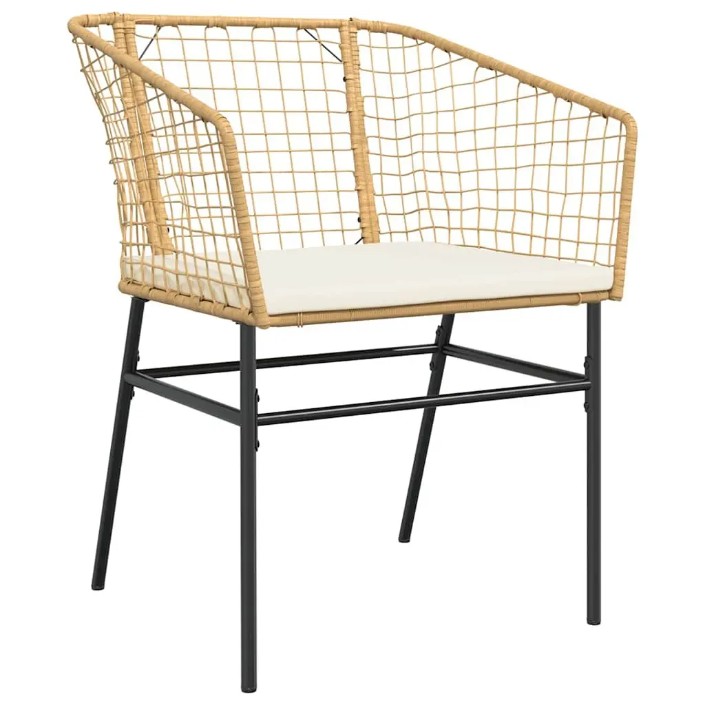 Garden Dining Set 3 Piece Outdoor Furniture Brown Poly Rattan with Cushions