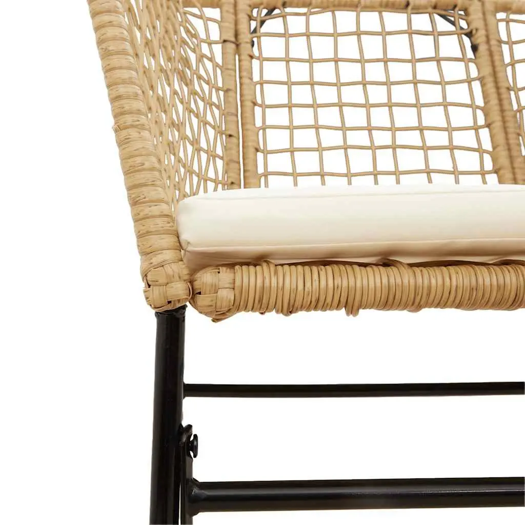 Garden Dining Set 3 Piece Outdoor Furniture Brown Poly Rattan with Cushions