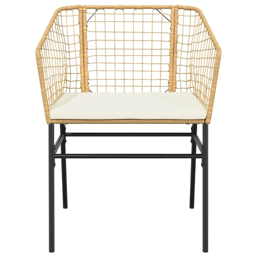 5 Piece Outdoor Dining Set Brown Cushioned Seating Tempered Glass Top Poly Rattan Garden Furniture