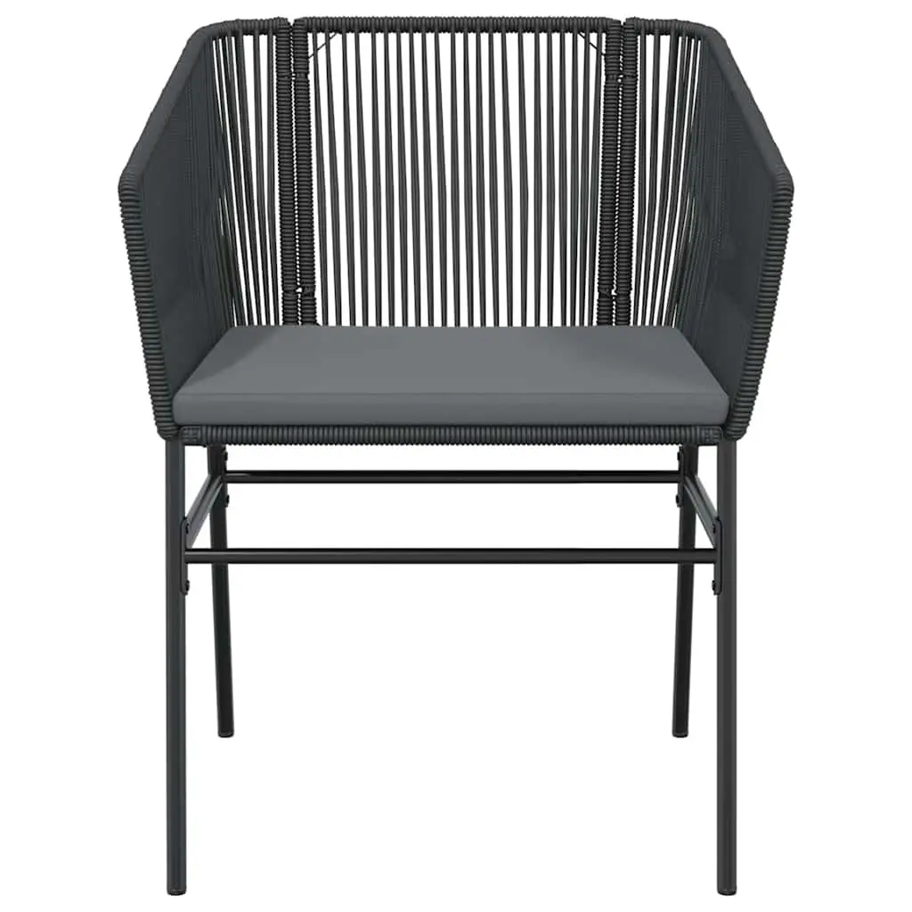Garden Dining Set 3 Piece Outdoor Furniture Table Chairs Cushions Black Rattan