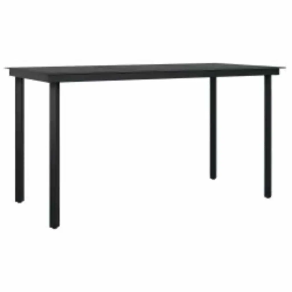 Garden Dining Set Black 5 Piece Outdoor Furniture Rattan Glass Table Cushions