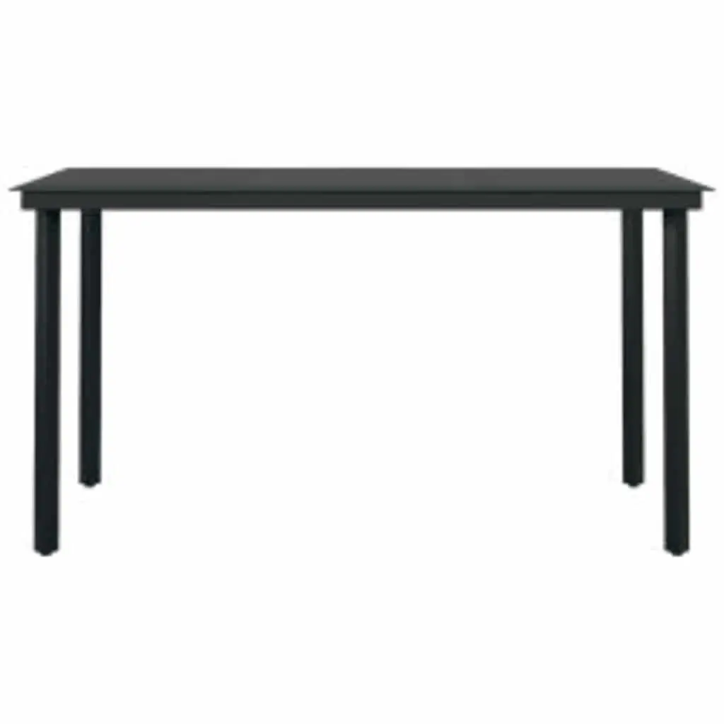 Garden Dining Set Black 5 Piece Outdoor Furniture Rattan Glass Table Cushions