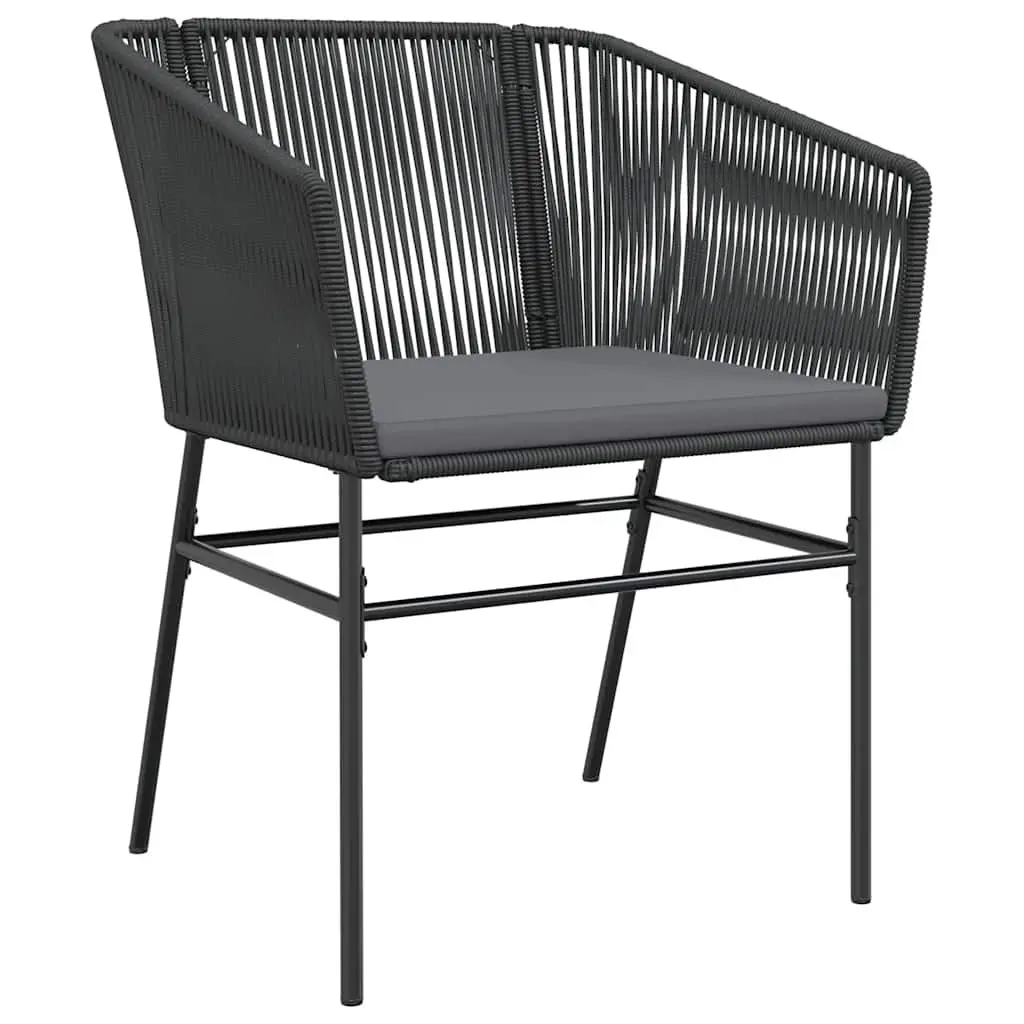 5 Piece Garden Dining Set Black Poly Rattan Tempered Glass Tabletop Outdoor Patio