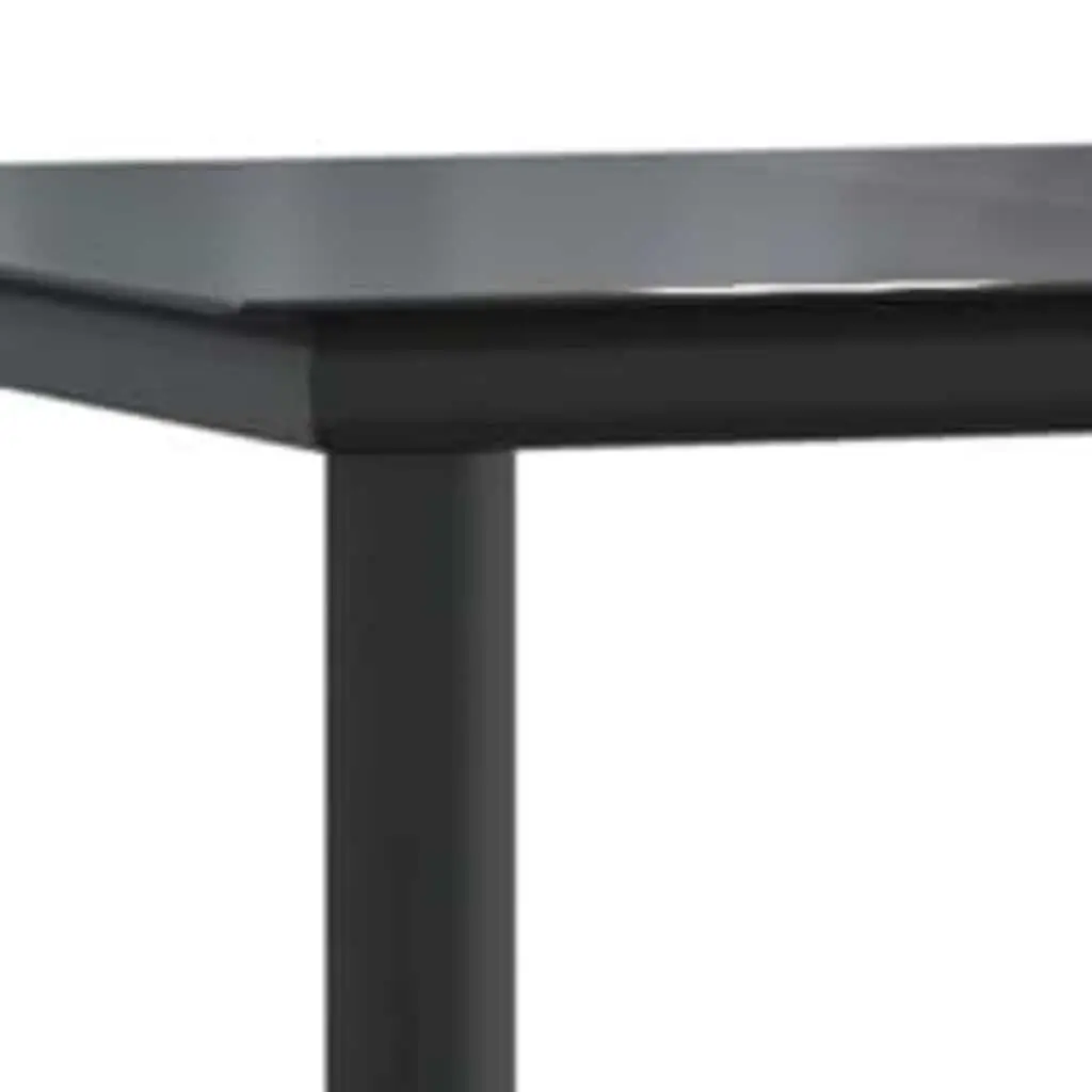 5 Piece Garden Dining Set Black Poly Rattan Tempered Glass Tabletop Outdoor Patio