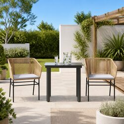 Garden Dining Set 3 Piece Brown Poly Rattan Outdoor Furniture Patio Table Chairs