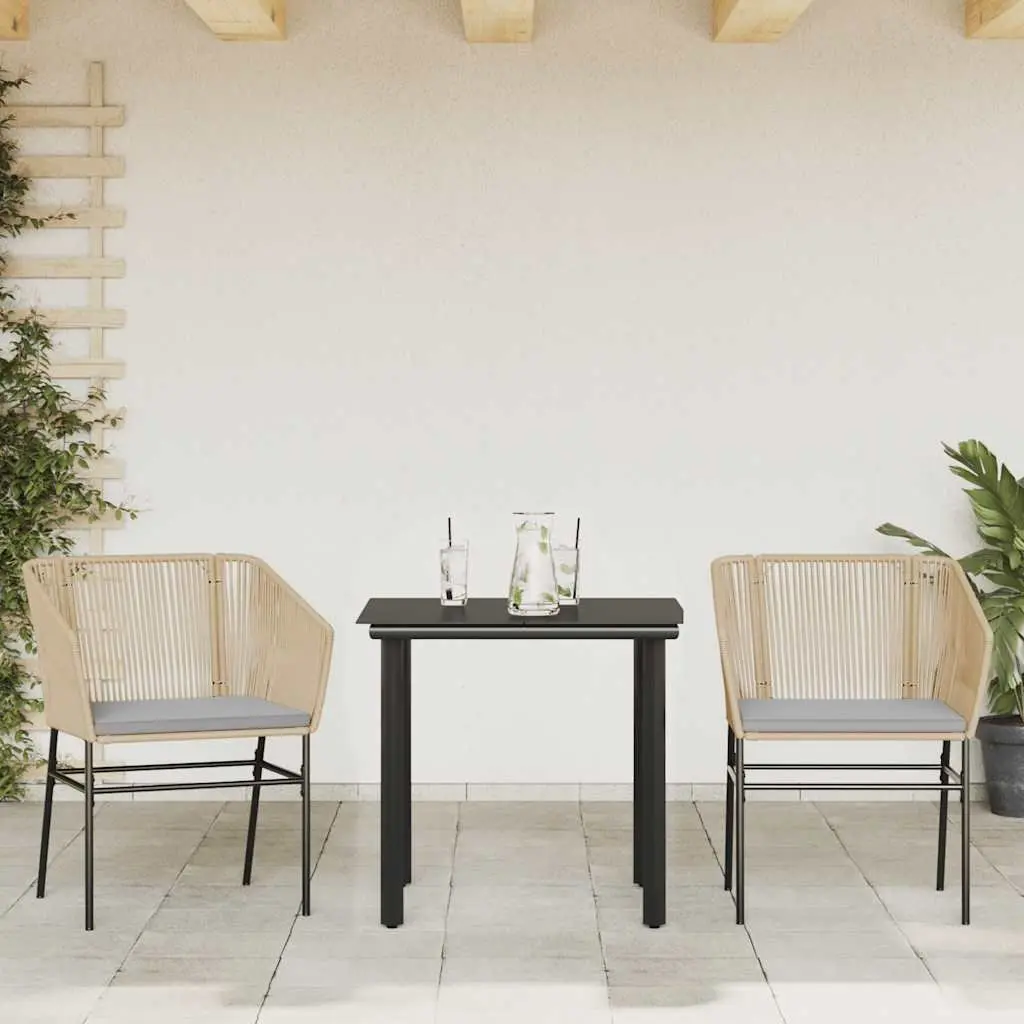 Garden Dining Set Brown 3 Piece Poly Rattan Outdoor Furniture Patio Table Chairs