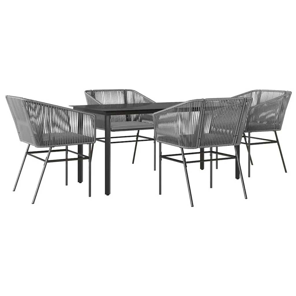 Garden Dining Set 5 Piece Outdoor Patio Furniture Grey Poly Rattan Glass Table