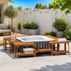 Compact and Durable Acacia Wood Hot Tub Surround