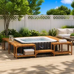 Your New Hot Tub Surround in Brown Acacia Wood