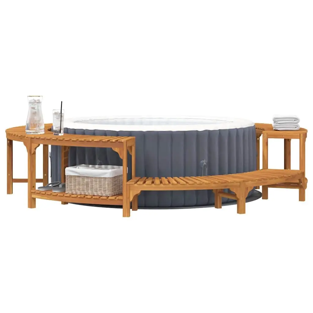 Hot Tub Surround Brown 275cm Circular Solid Wood Outdoor Spa Deck