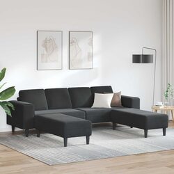 Compact Black Lounge Sofa Set with Cushions