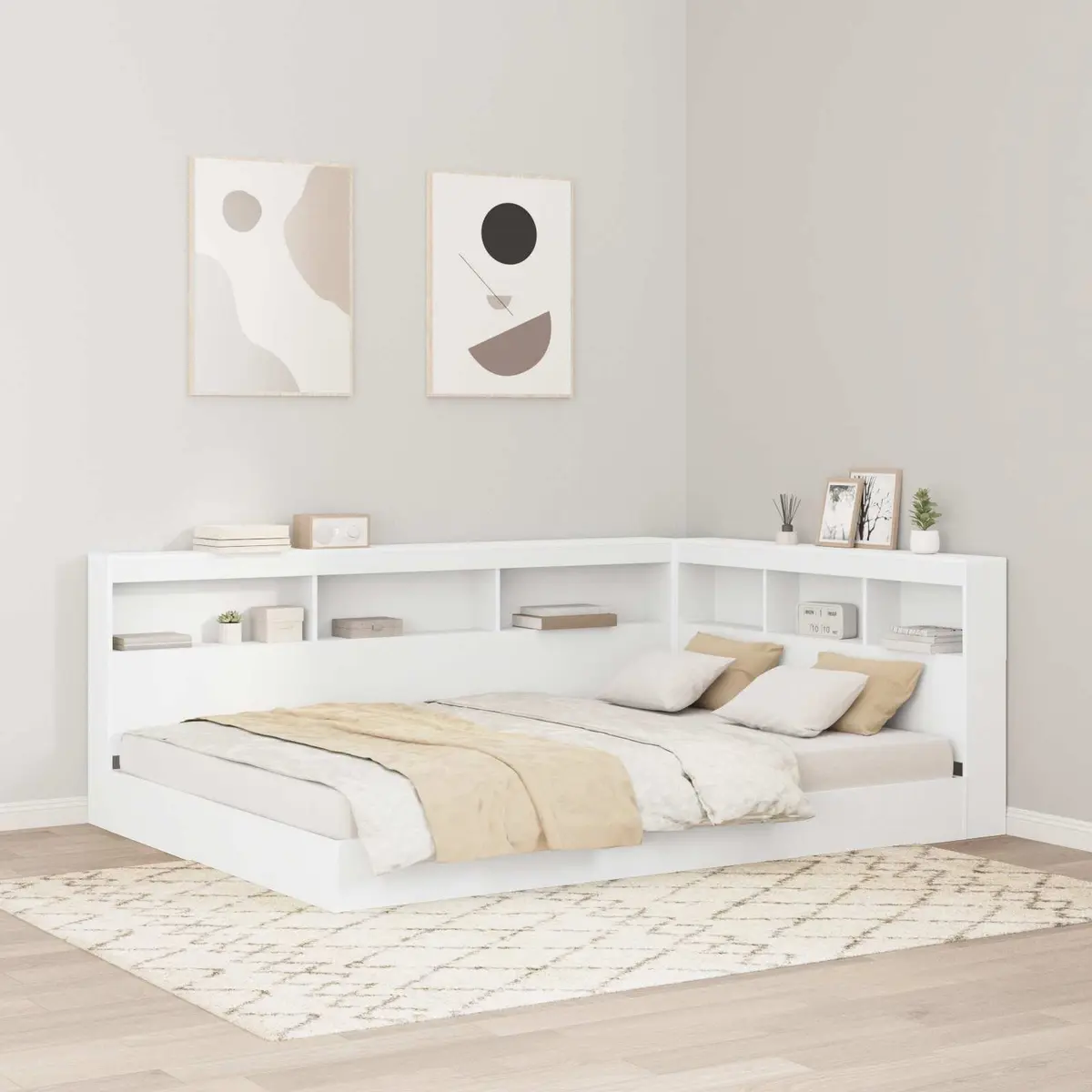 140 cm Storage Headboard with Charging Feature
