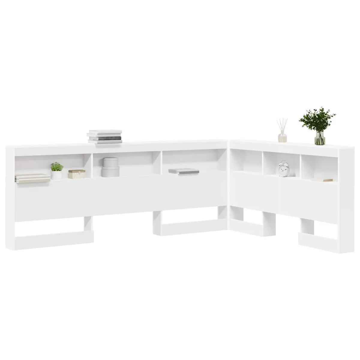 Storage Headboard with Shelves White 160cm Modern Bedroom Furniture Engineered
