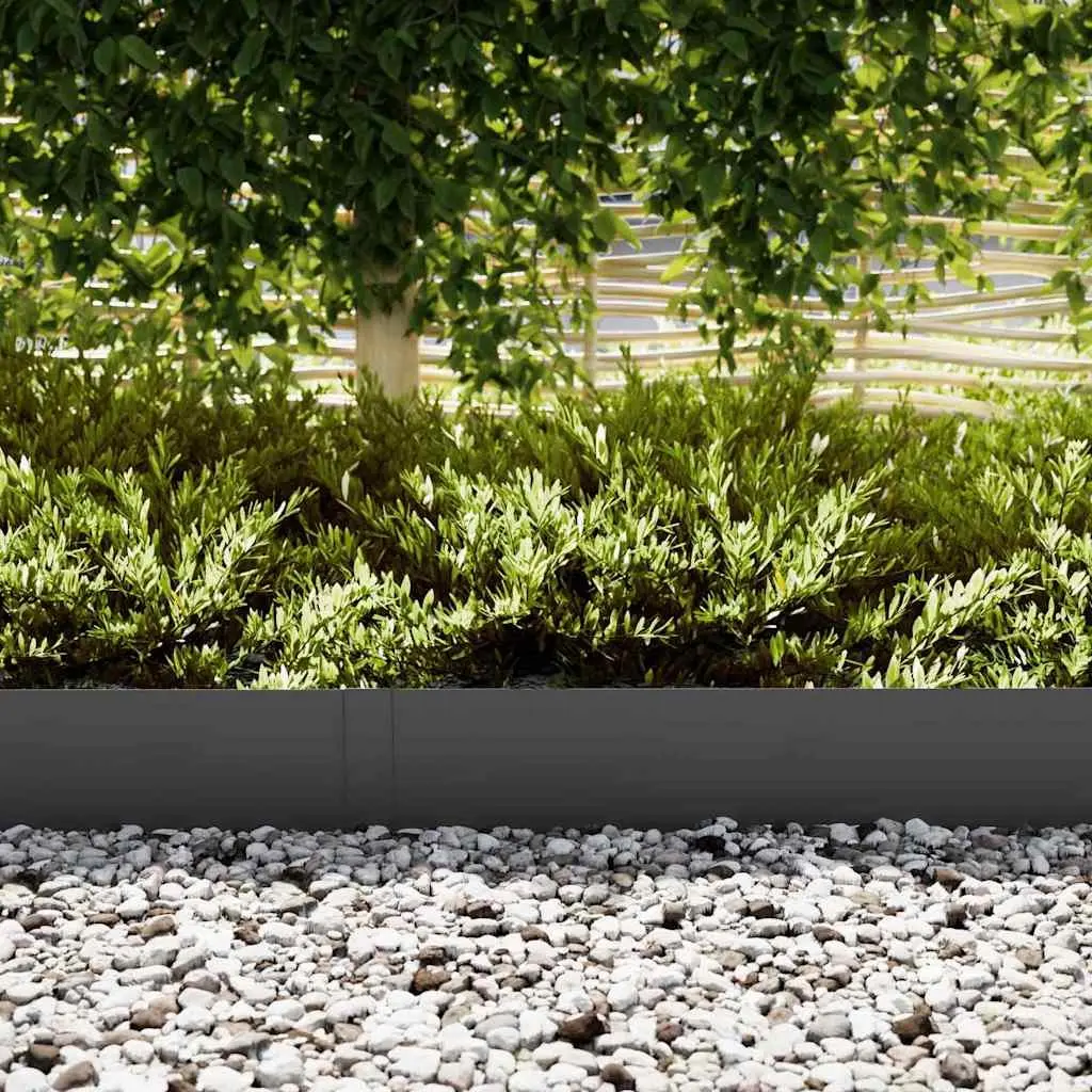 Lawn Edging Border Black Steel 100cm Garden Grass Bed Separator 50 Piece