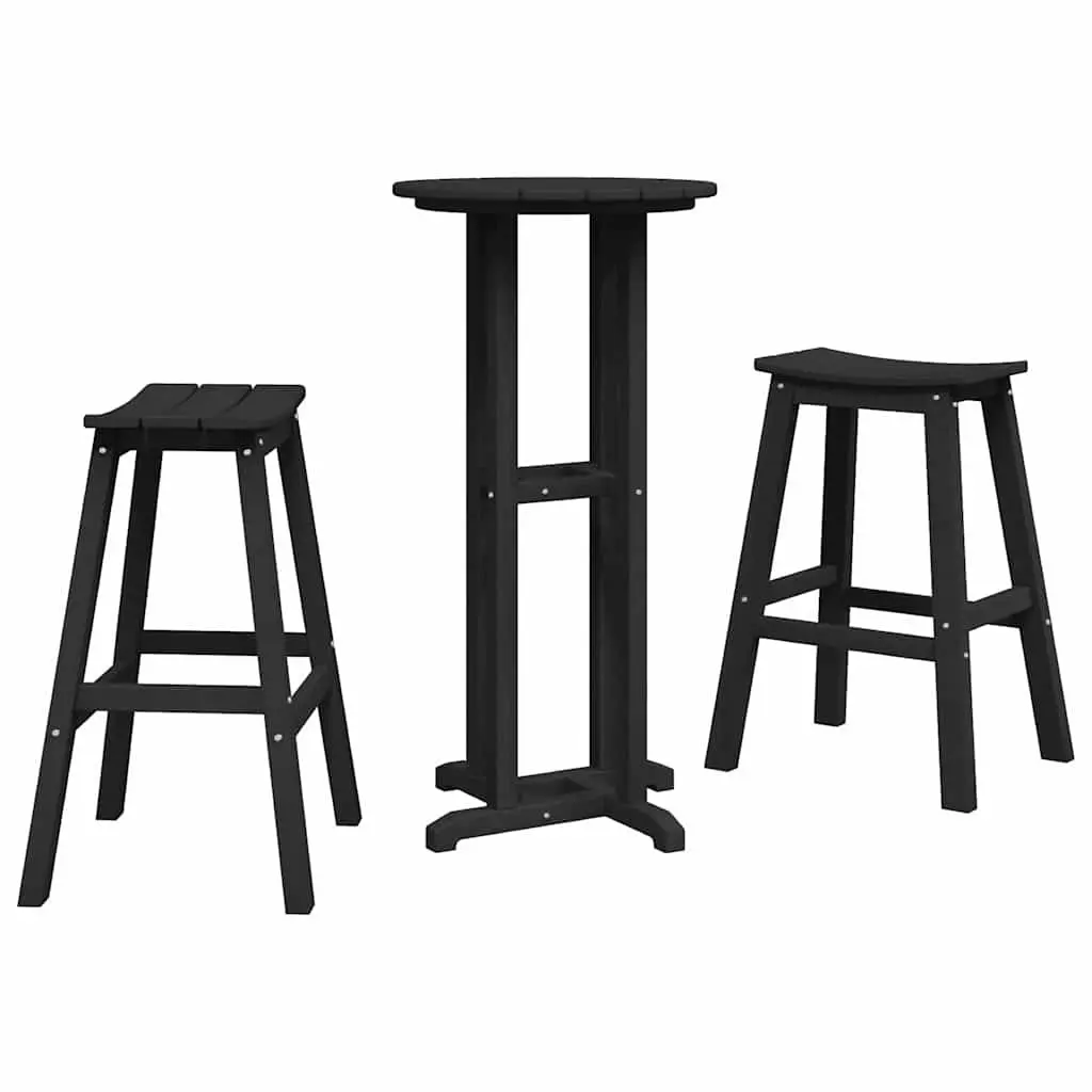 Garden Bar Set 3 Pieces Black Outdoor Furniture Patio Lounging Entertaining