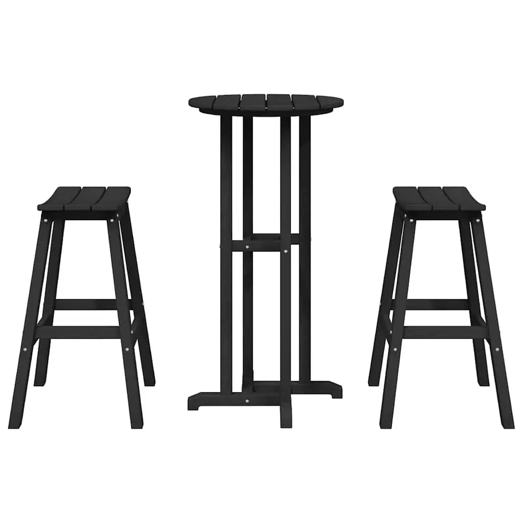 Garden Bar Set 3 Pieces Black Outdoor Furniture Patio Lounging Entertaining