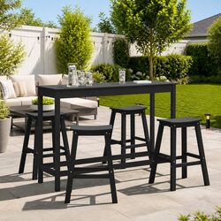 Concise Black 4-Piece Garden Bar Set for Outdoor Enjoyment