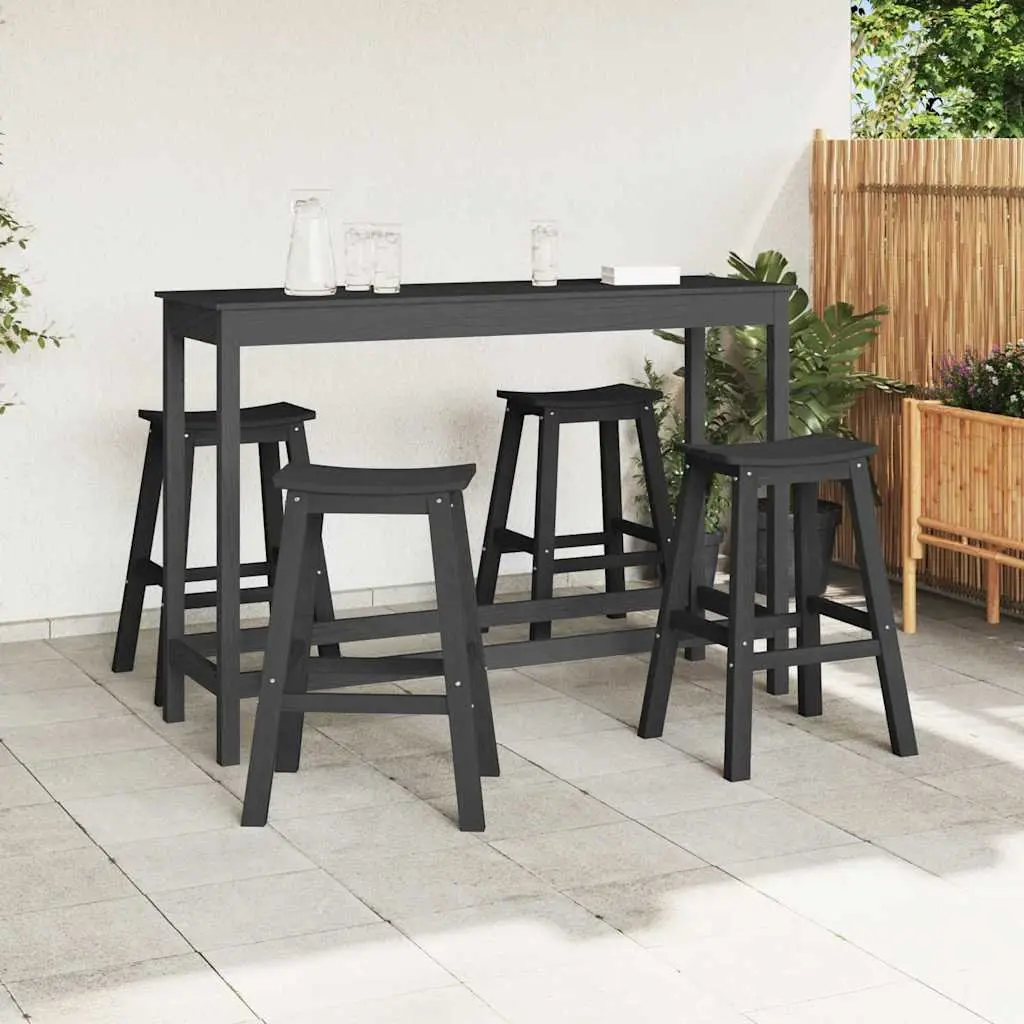 Garden Bar Set 4 Piece Outdoor Patio Furniture Black Minimalist Design