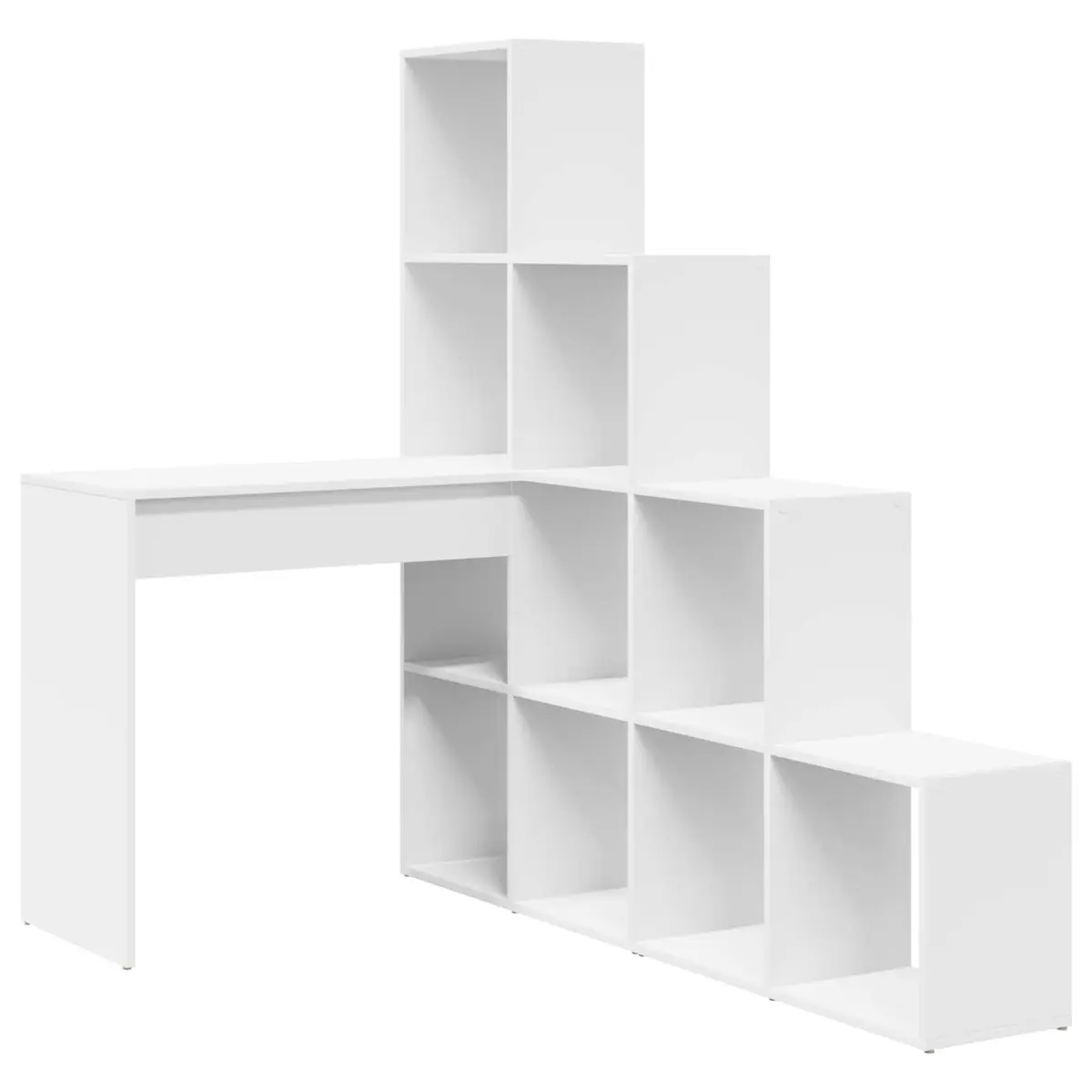 Corner Desk White Engineered Wood Space Saving with Storage Shelves 1015cm x 1495cm x 1495cm