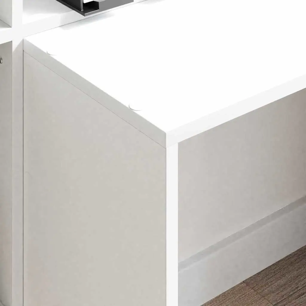 White Desk with Shelves Modern Office Furniture Large Work Surface