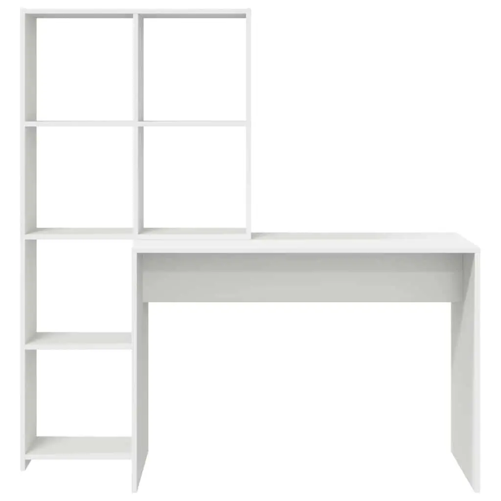 White Desk with Shelves Modern Office Furniture Large Work Surface