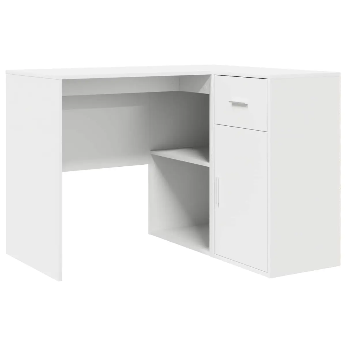 Corner Desk White 102 x 88 x 75 cm Modern Office Workstation with Drawer and Storage Compartments