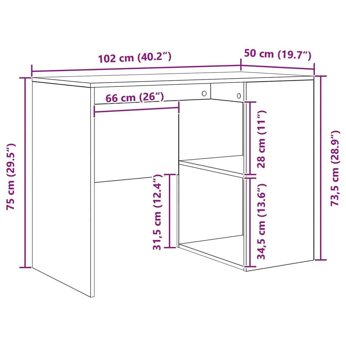 Corner Desk White 102 x 88 x 75 cm Modern Office Workstation with Drawer and Storage Compartments