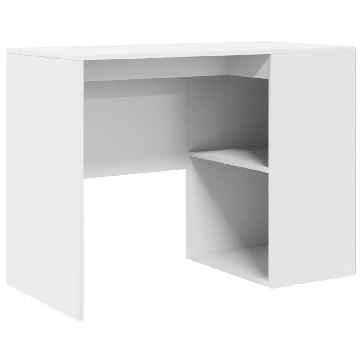 Corner Desk White 102 x 88 x 75 cm Modern Office Workstation with Drawer and Storage Compartments