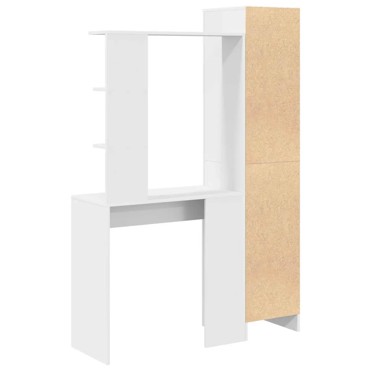 Desk White Engineered Wood 2 Piece Shelves Hinged Doors Storage
