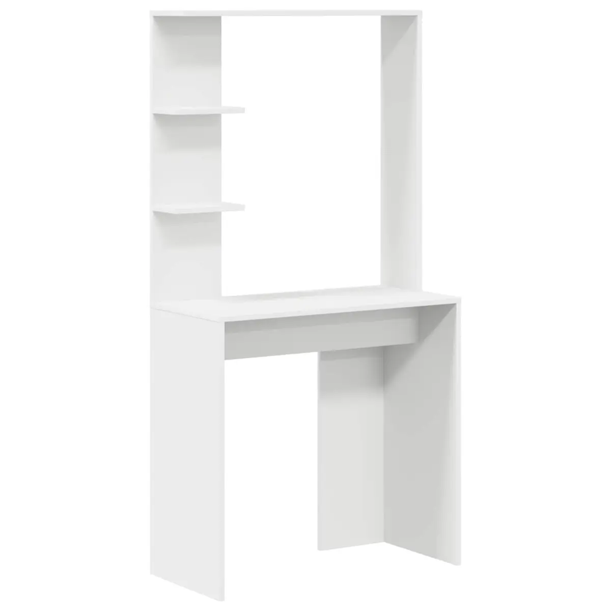 Desk White Engineered Wood 2 Piece Shelves Hinged Doors Storage